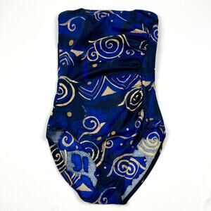 Stella del Mare Collection Vintage 90s Abstract Strapless One-Piece Swimsuit 12